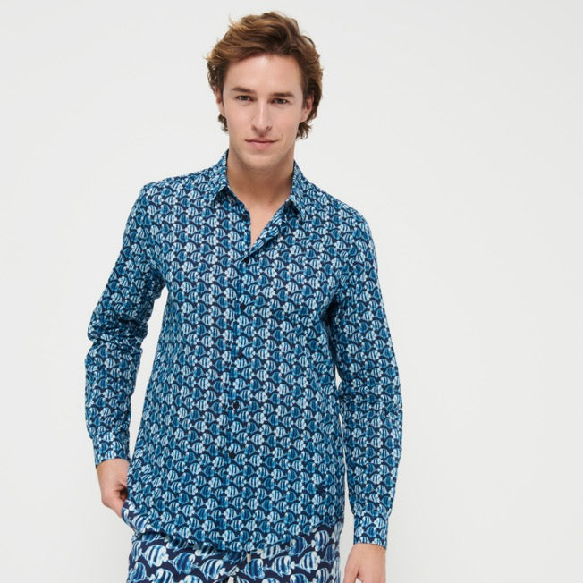 VILEBREQUIN Unisex Cotton Voile Summer Shirt Batik Fishes/Košulja CCAH2V30