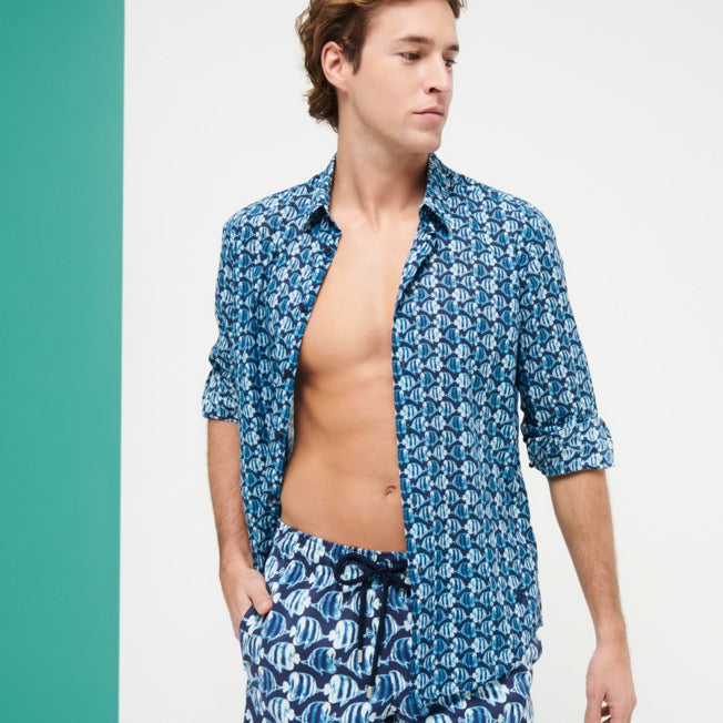 VILEBREQUIN Unisex Cotton Voile Summer Shirt Batik Fishes/Košulja CCAH2V30