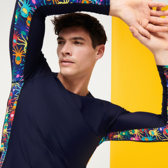 Vilebrequin Long Sleeves Men Rashguard Multicolore Medusa/Majica RLLC1R06